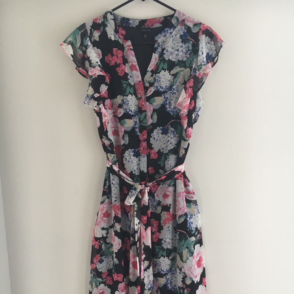 Cocktail floral dress with wrap.